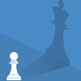 Dream big. Vector chess pawn with shadow of the king